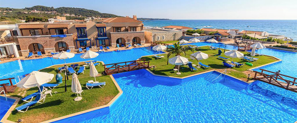 A view from of the pool at Aldemar Olympian Village, Skafidia, Peloponnese.